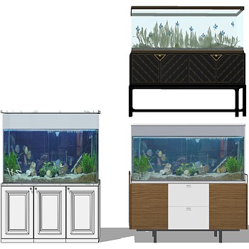 (67)浴缸水族箱sketchup草图模型下载