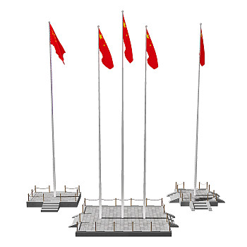 升旗台国旗旗杆3d模型下载