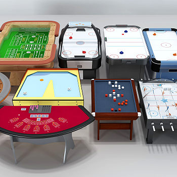 游戏桌棋牌桌组合3d模型下载
